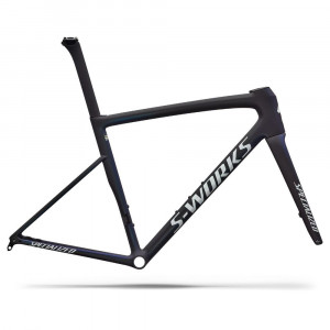 Cadre Specialized S-Works Tarmac Sl8 Carbone satiné / Cyan à bleu Viavi Pearl Front Edge Fade / Blanc métallisé Argent 2026